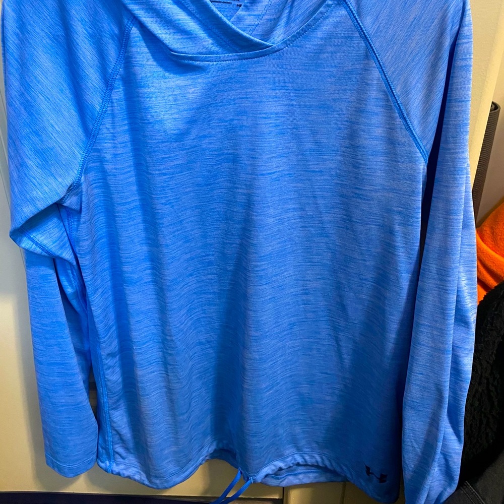 Blue Under Armour long sleeve hooded shirt